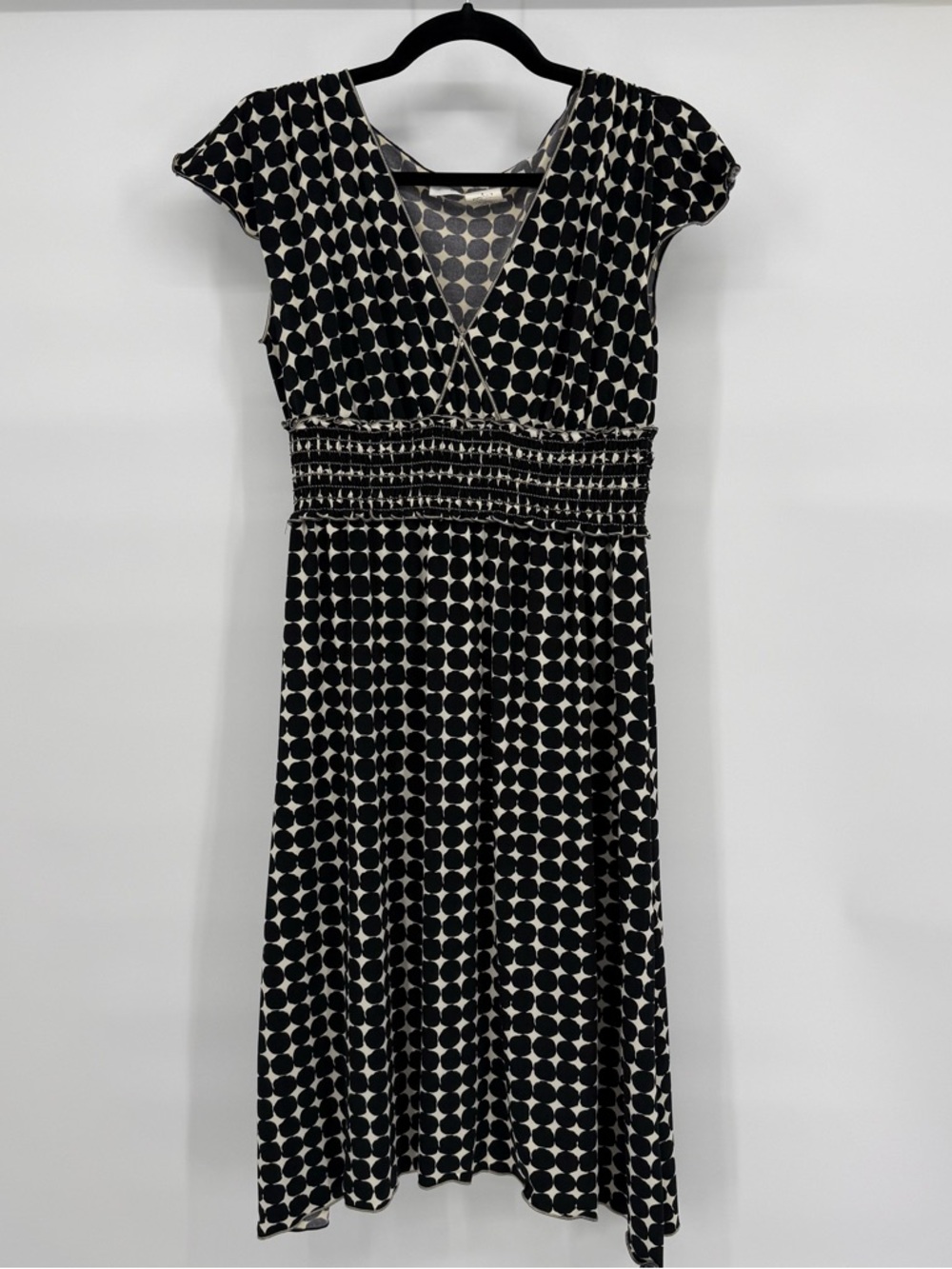Max Studio Polka Dot Smocked Waist Midi Dress Retro Fit‎ Flare USA Made Medium